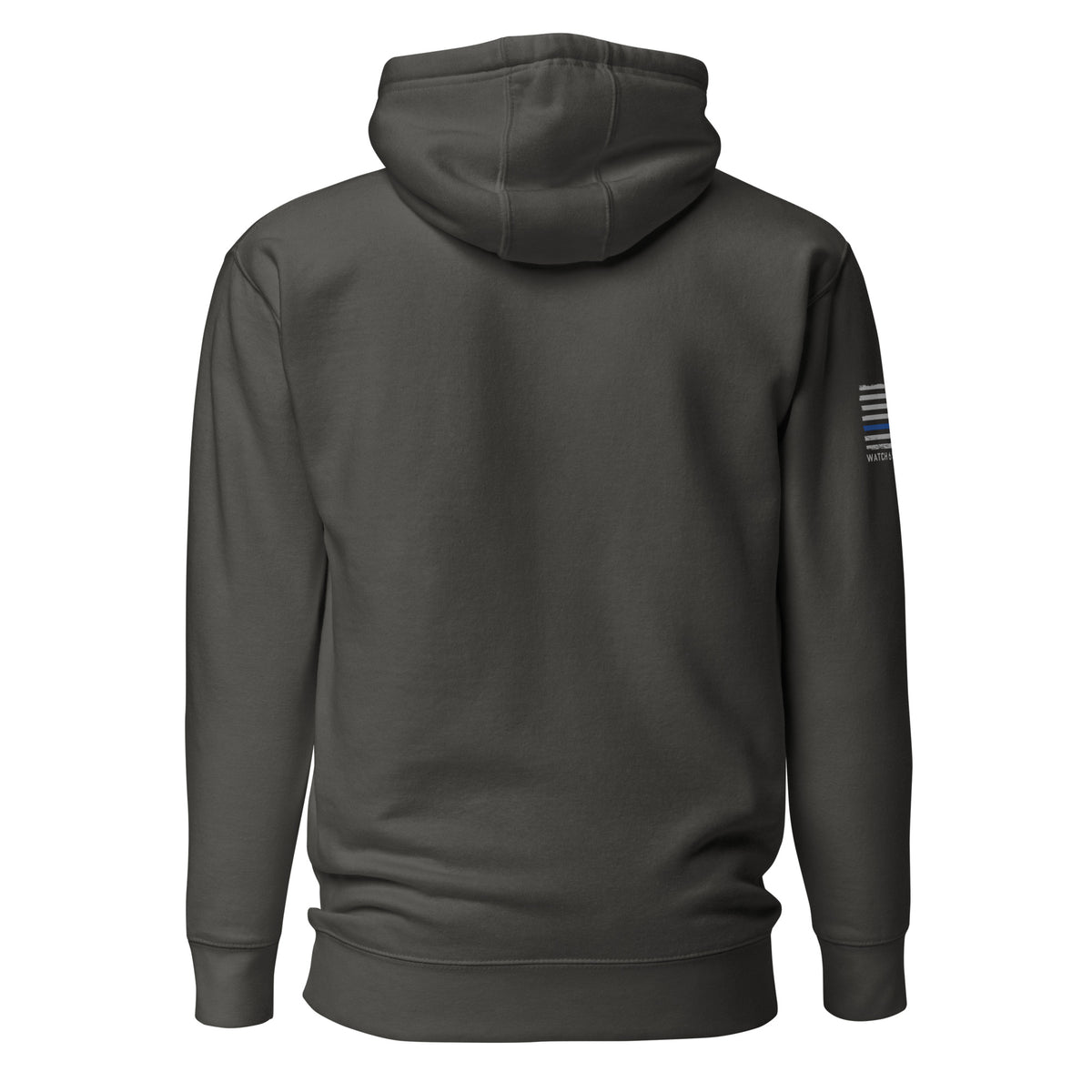 Thin Blue Line — Signature Honor Series Flag Hoodie — Vintage Black, back view