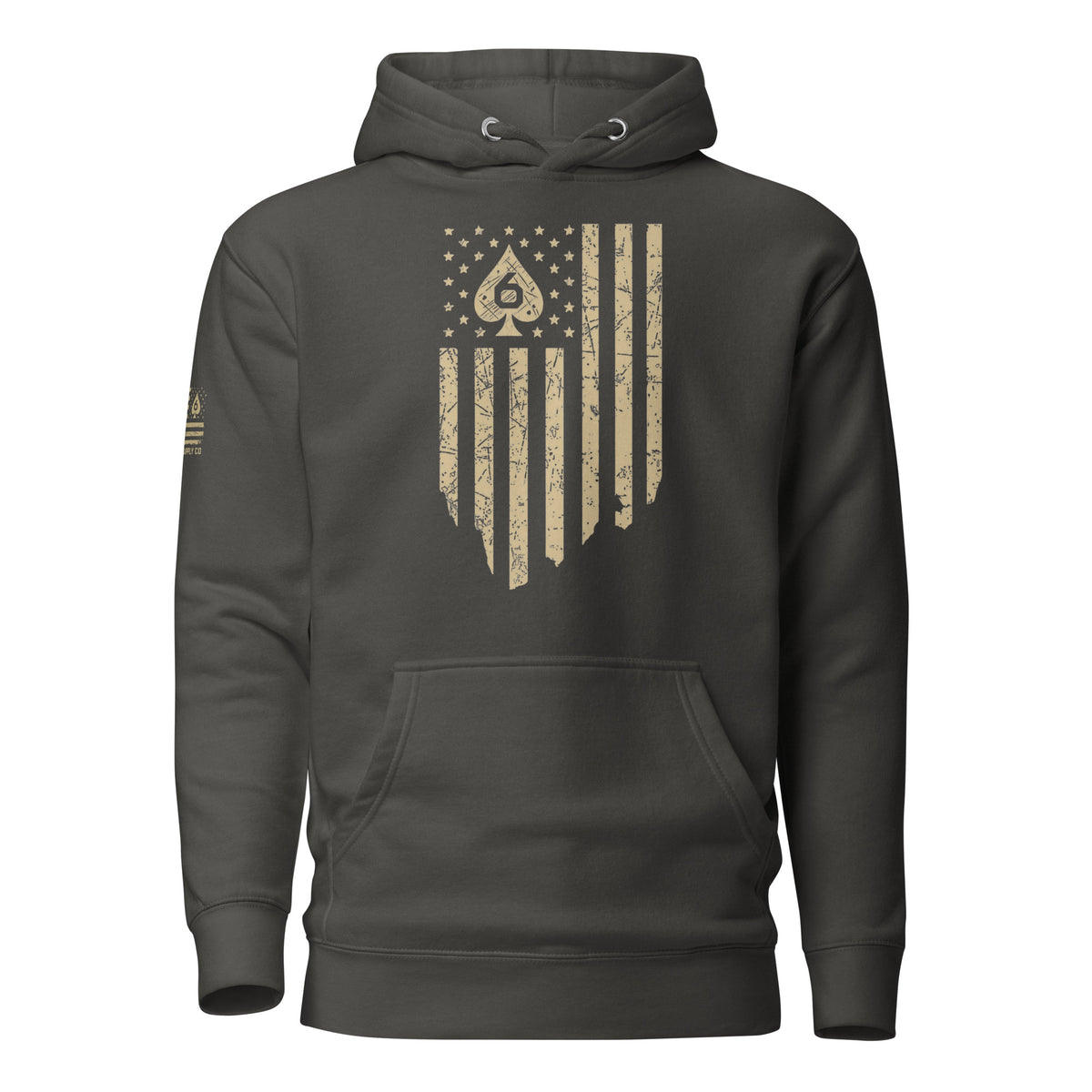 Watch Your Six Flag — Standard Issue Hoodie — Vintage Black, front view