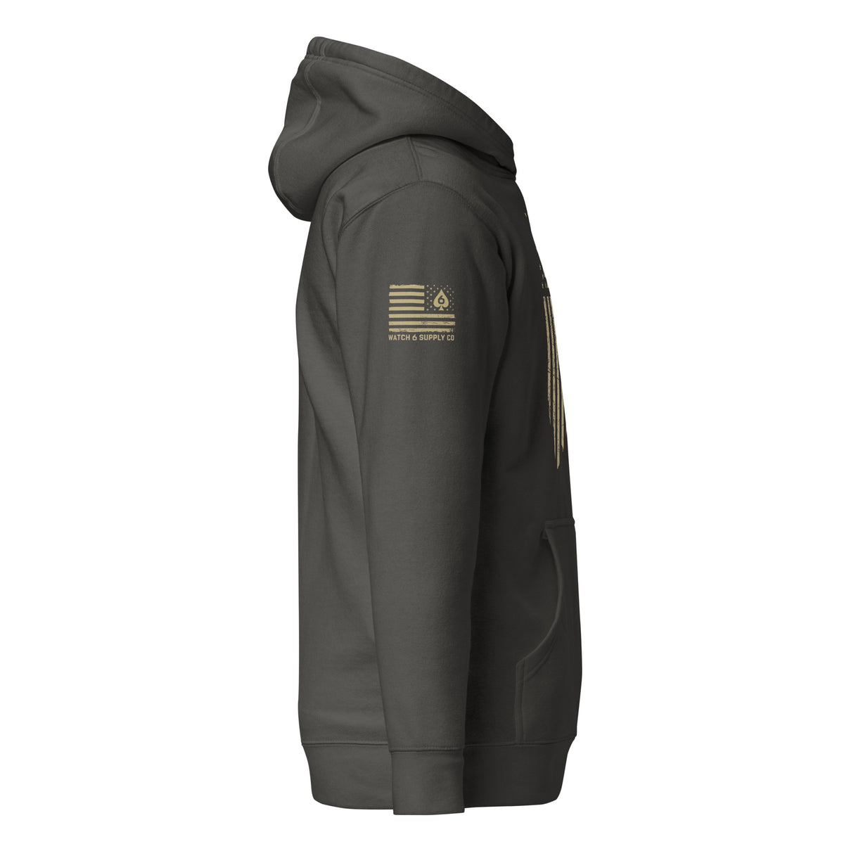 Watch Your Six Flag — Standard Issue Hoodie — Vintage Black, right-side view