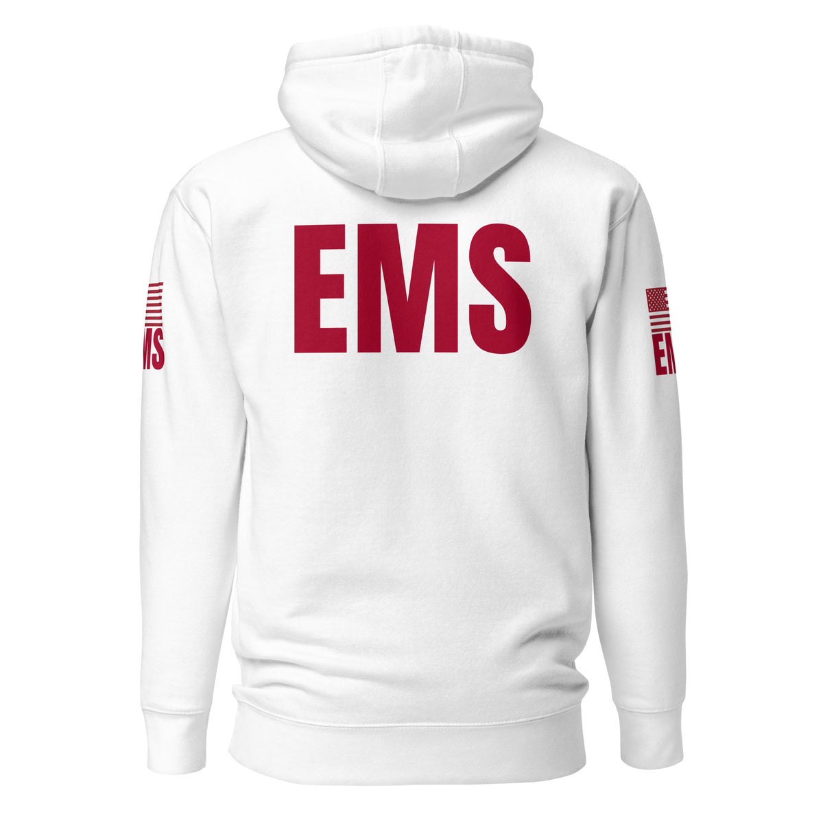 EMS — Duty Wear Premium Hoodie (Flag & Sleeve Identifier) — White — Back view