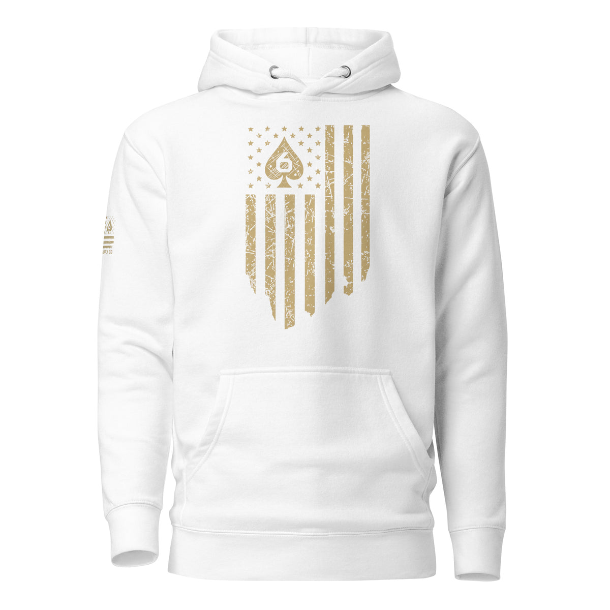 Watch Your Six Flag — Standard Issue Hoodie — White, front view