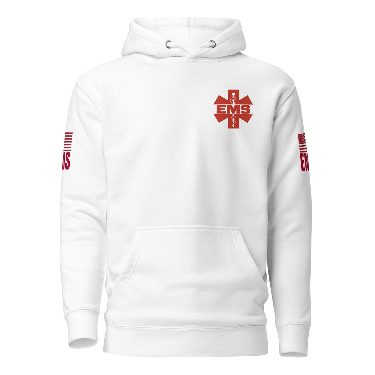 EMS — Duty Wear Premium Hoodie (Flag & Sleeve Identifier) — White — Front view