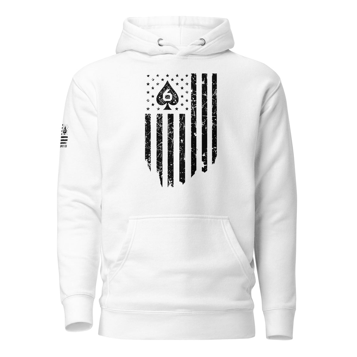 Watch Your Six Flag — Standard Issue Hoodie — White — Front view