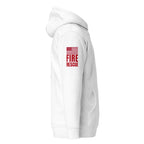 Fire Rescue on-duty hoodie with dual sleeve identifiers in White, right view