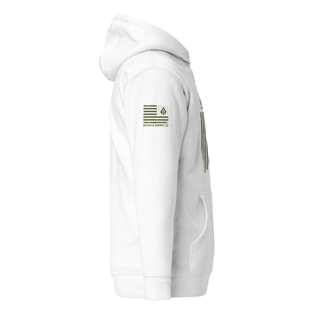 Watch Your Six — Standard Issue Hoodie — White, right-side view