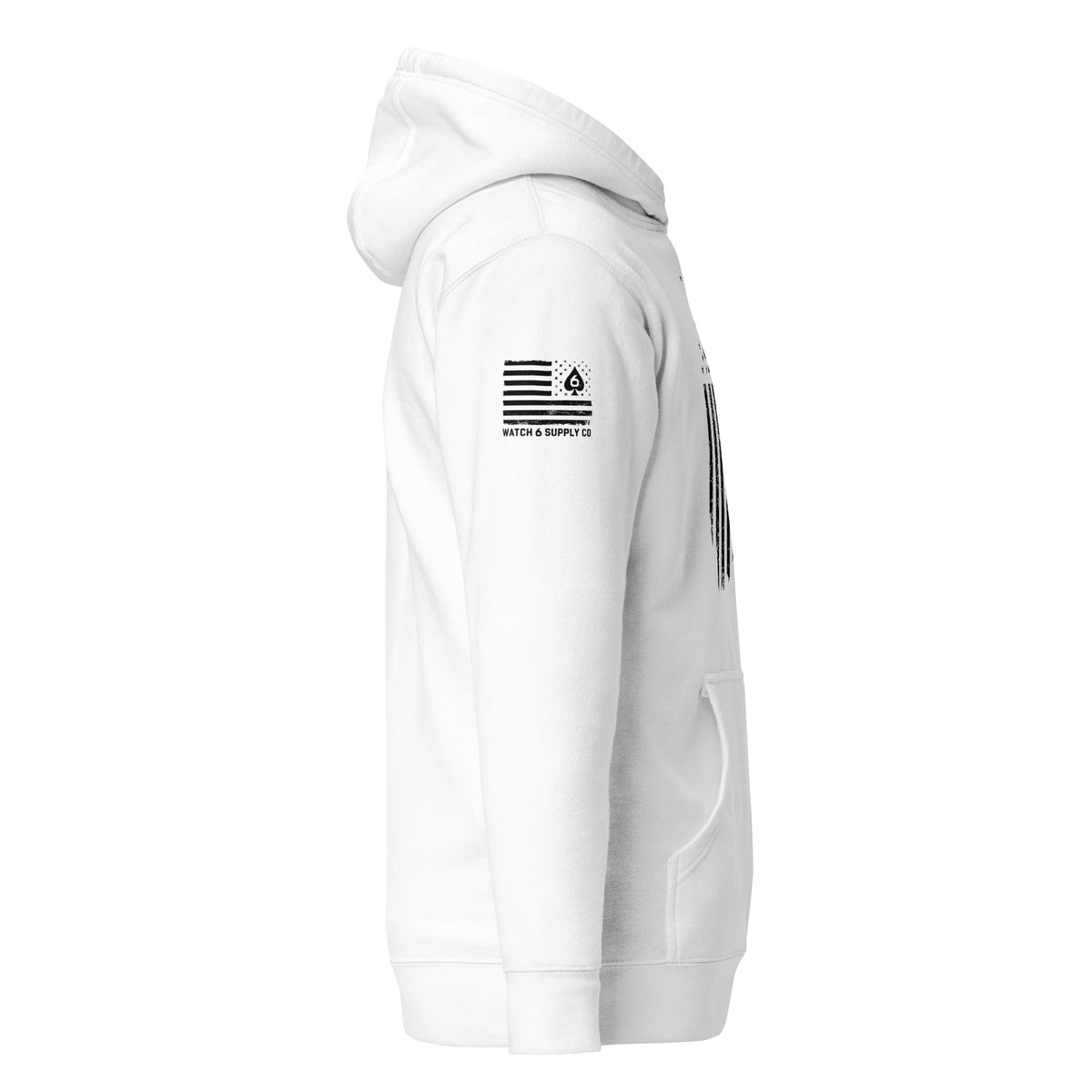 Watch Your Six Flag — Standard Issue Hoodie — White — Right-side view