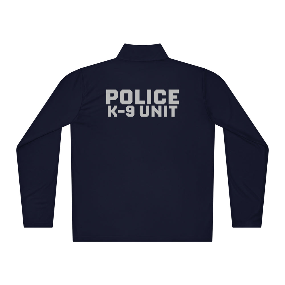 Police K-9 Unit performance quarter-zip in True Navy, back view